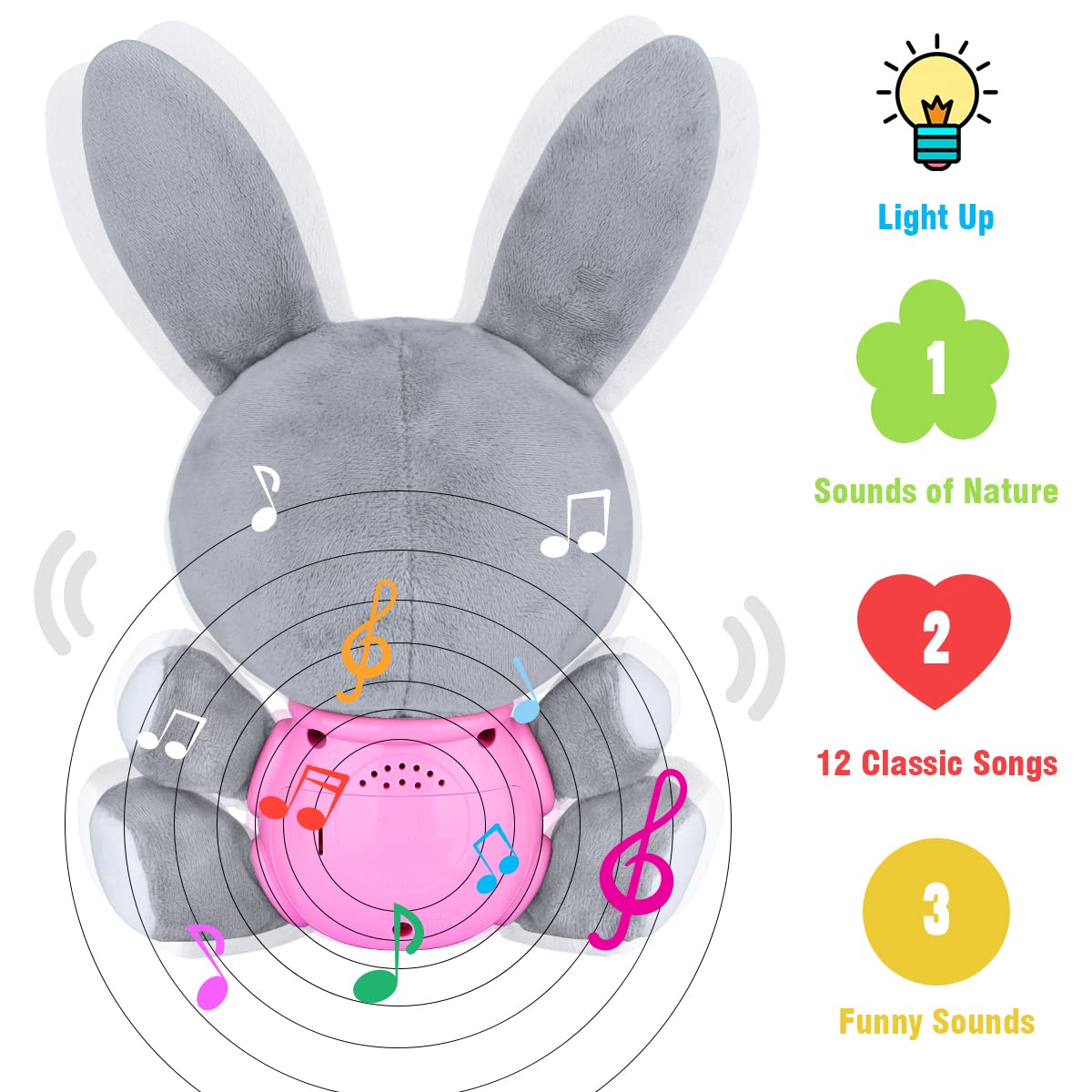 Aodesem Baby Toys 6 To 12 Months - Musical Infant Baby Toys 0-6 Months Newborn Plush Rabbit Toys - Light Up Baby Toys For 1 Year