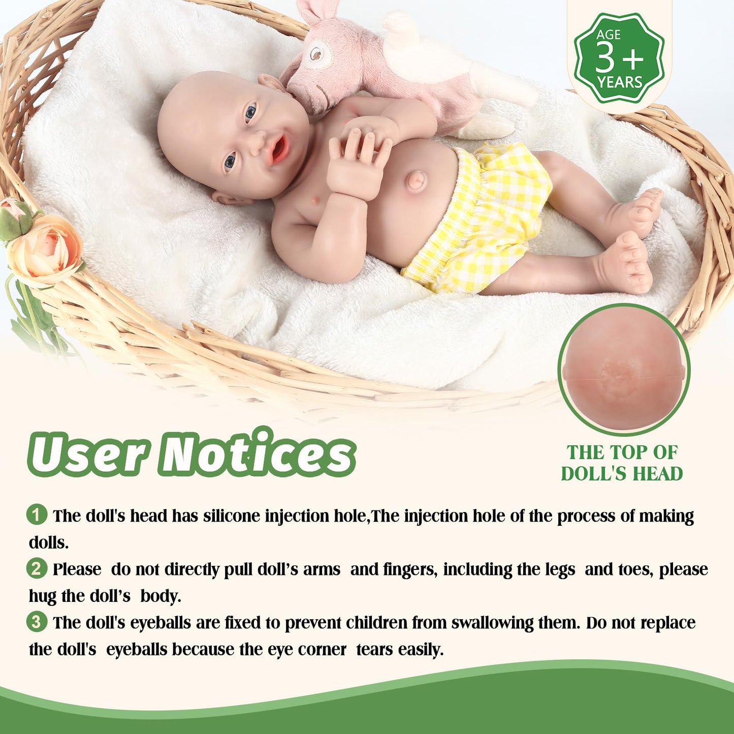 Vollence 14 Inch Full Body Silicone Baby Dolls Lifelike Realistic Premiee Babies For Kids Children Birthday Christmas Toys Prese