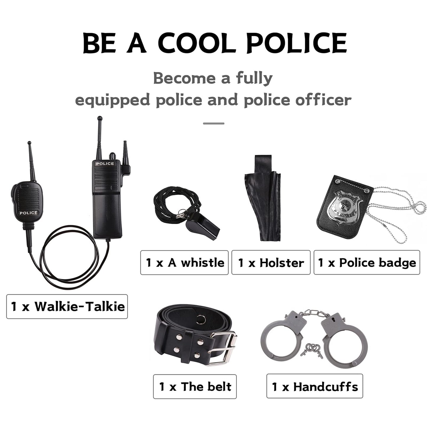 Ekoropshop Kids Police Officer Costume Set For Boys Cop Uniform Costume For Halloween Cosplay Party-L