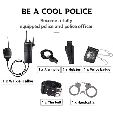 Ekoropshop Kids Police Officer Costume Set For Boys Cop Uniform Costume For Halloween Cosplay Party-M