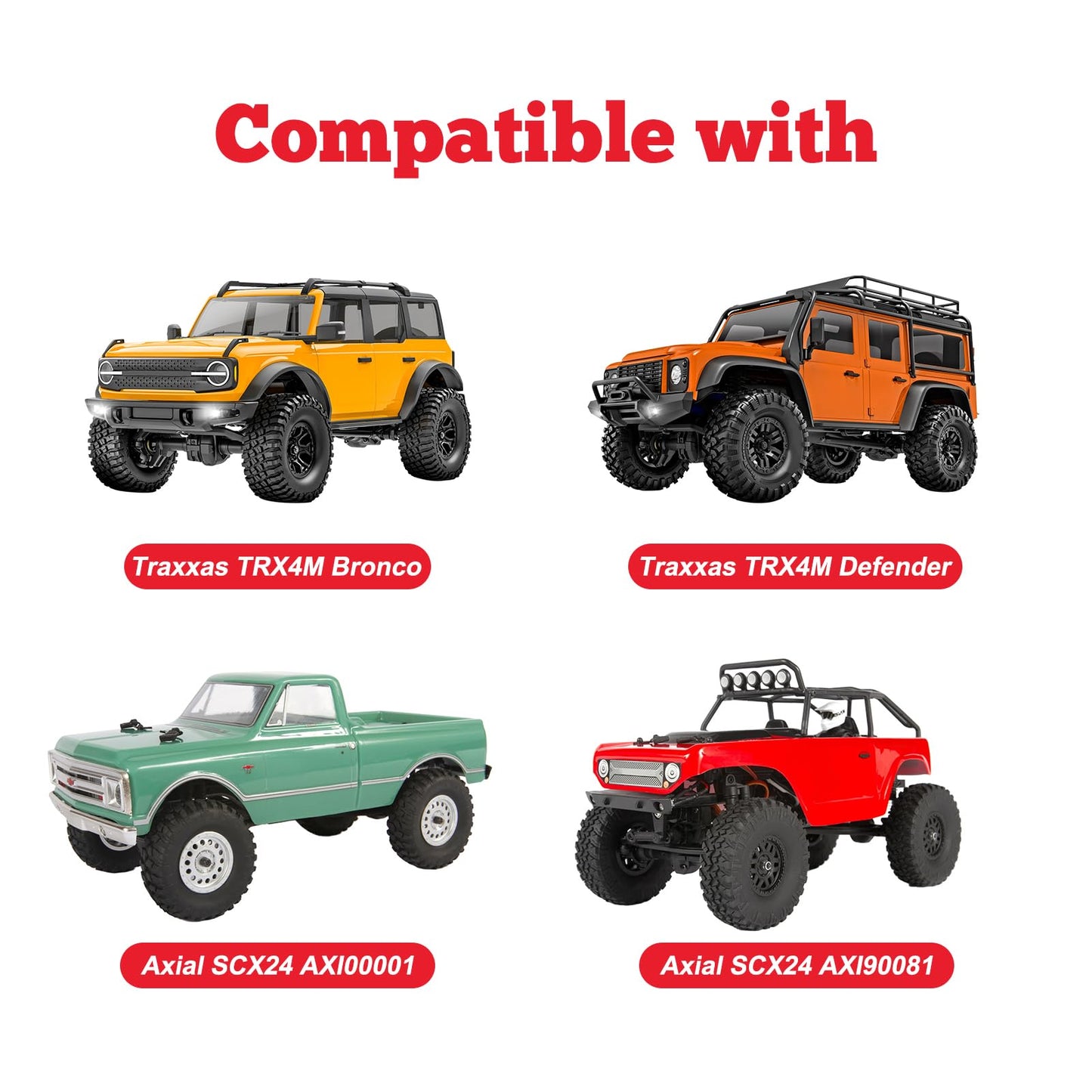 Hobbypark Brass 1.0 Beadlock Wheels & Tires For 1/18 Trx4M Upgrades Parts 1/18 Scx24 1/24 Rc Crawler Replacement, Set Of 4 (Type