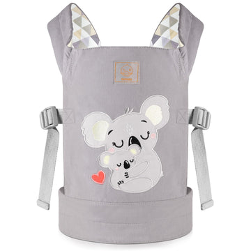 Gagaku Doll Carrier For Kids, Toy Baby Carrier For Toddlers, Reborn Baby Doll Carrier With Adjustable Straps, Boy Reborn Baby Doll Accessories - Gray - Embroidered Koala