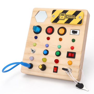 Wakeinsa Montessori Busy Board,Montessori Toys For 1-3 Years Old,Baby Sensory Board,Preschool Learning Activities,Wooden Toys For Toddler,Christmas & Birthday Gift For Boys & Girls