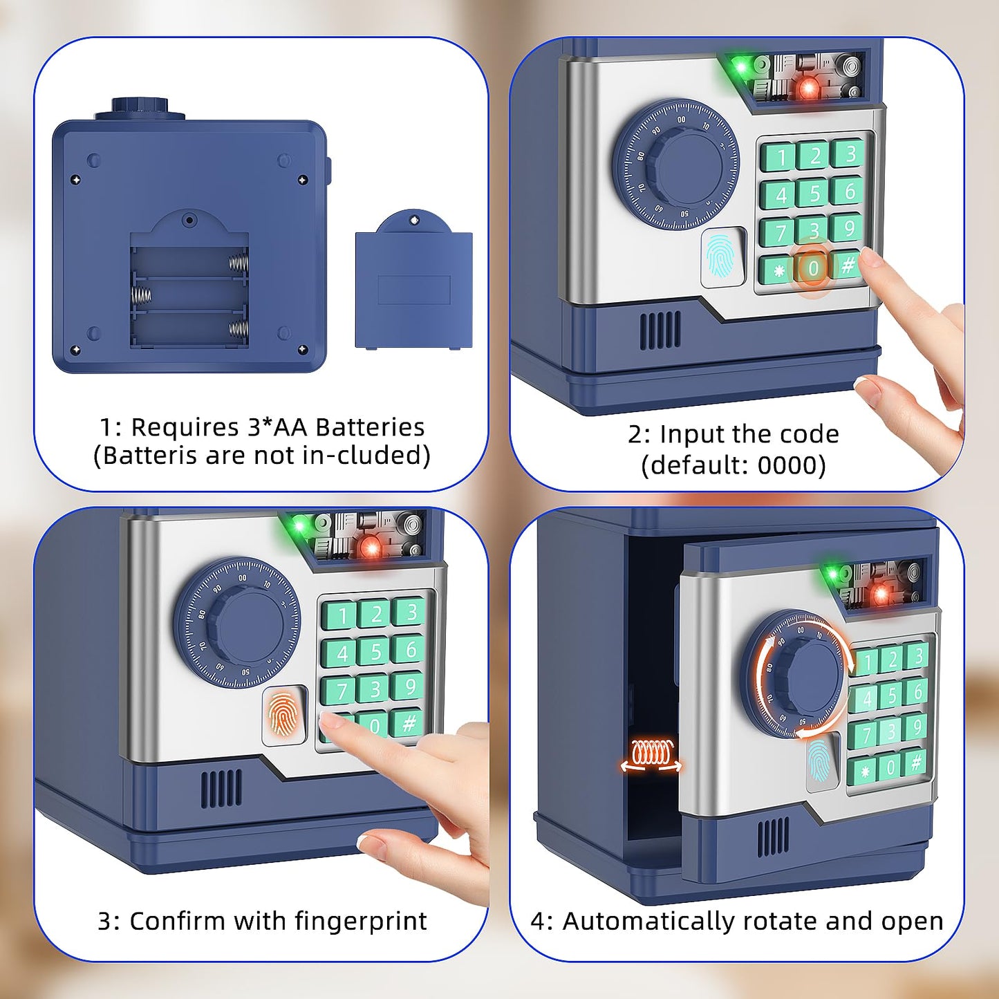 Nafeiv Piggy Bank, Automatic Electronic Piggy Bank For Kids Boys Girls With Password And Fingerprint Unlocking Simulation, Money