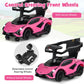 Infans 3 In 1 Ride On Push Car, Licensed Lamborghini Baby Stroller Sliding Walking Car With Parent Control Handle, Music, Headlight, Under Seat Storage, Kids Foot-To-Floor Toy For 18-60 Months (Pink)