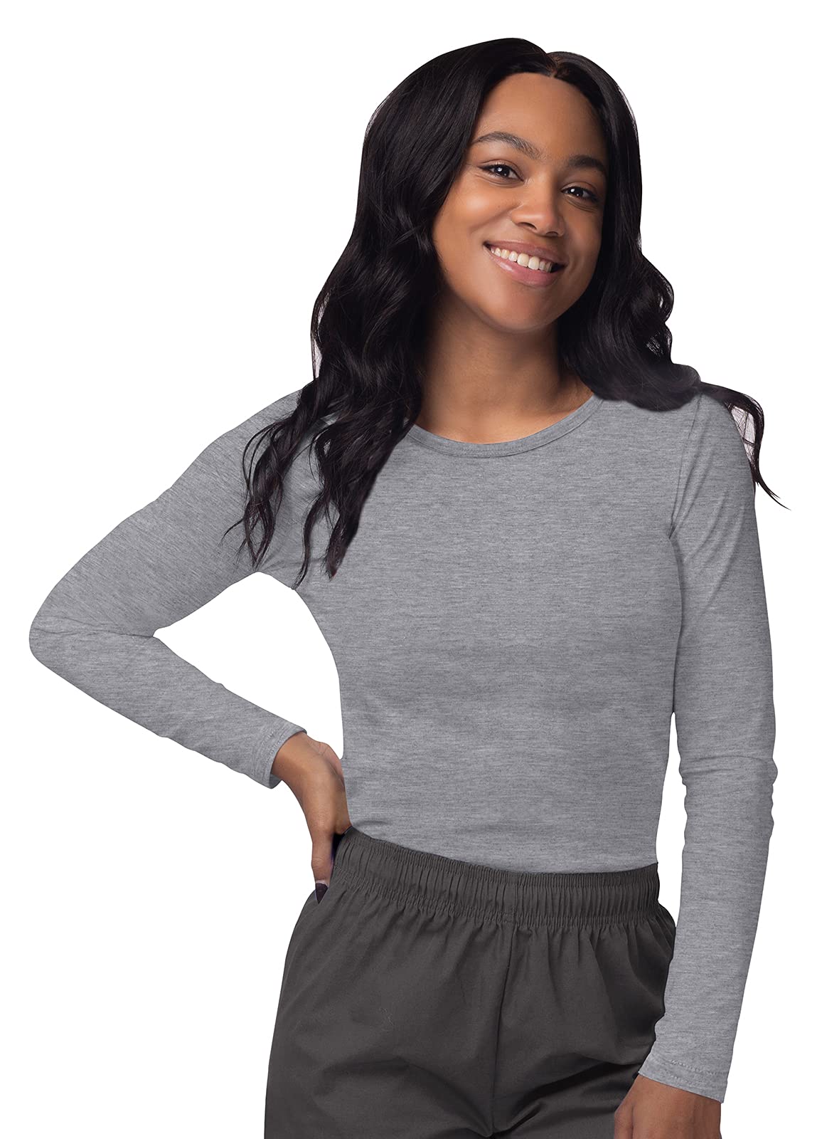 Sivvan Scrubs For Women - Long Sleeve Comfort Underscrub Tee 3-Pack - S85003 - Blackdark Marl Greywhite - S