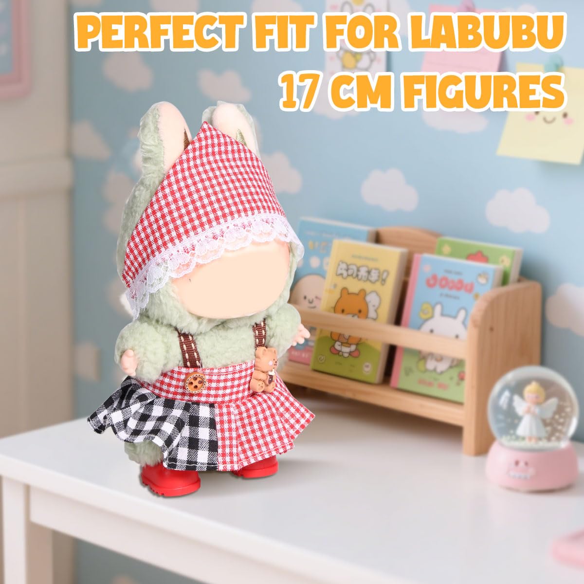 AICase for Labubu Clothes/for Labubu Outfits Clothes Set for 17cm Lububu Doll 2 Piece Set Hat Clothing for LA BUBU  Boys and Girls Stylish Adorable Dolls Clothes Accessories (No Doll)_07