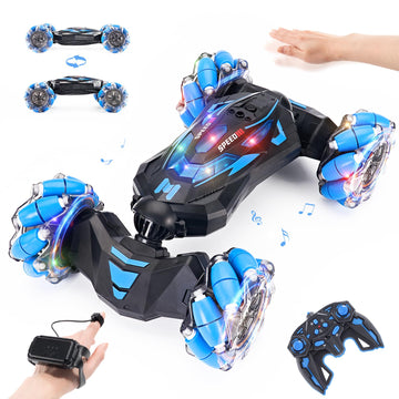 YEMIAI 1:10 Gesture Sensing RC Stunt Car with Lights Music, Hand Controlled RC Car Toys for Age 6-13, Hand Control Drift Remote 