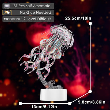 Piececool 3D Puzzles For Adults - Jellyfish 3D Metal Model Building Kits, Marine Organism Night Light With Usb Plug, Diy Arts & Crafts Kits, Best Birthday Gifts