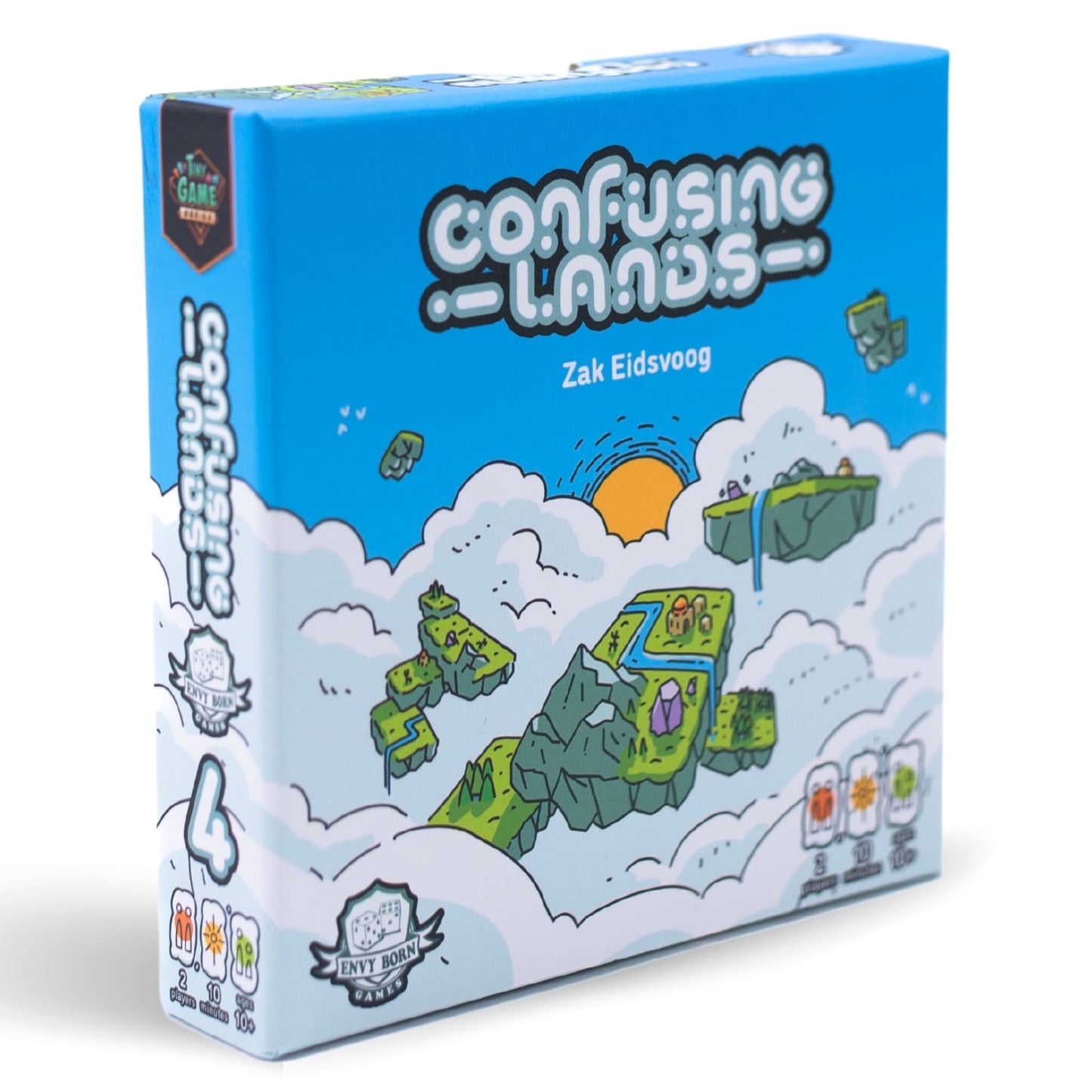 Envy Born Games Confusing Lands Board Game | Travel Size, Multi-colored, Easy to Learn, 1-2 Players, Ages 12+