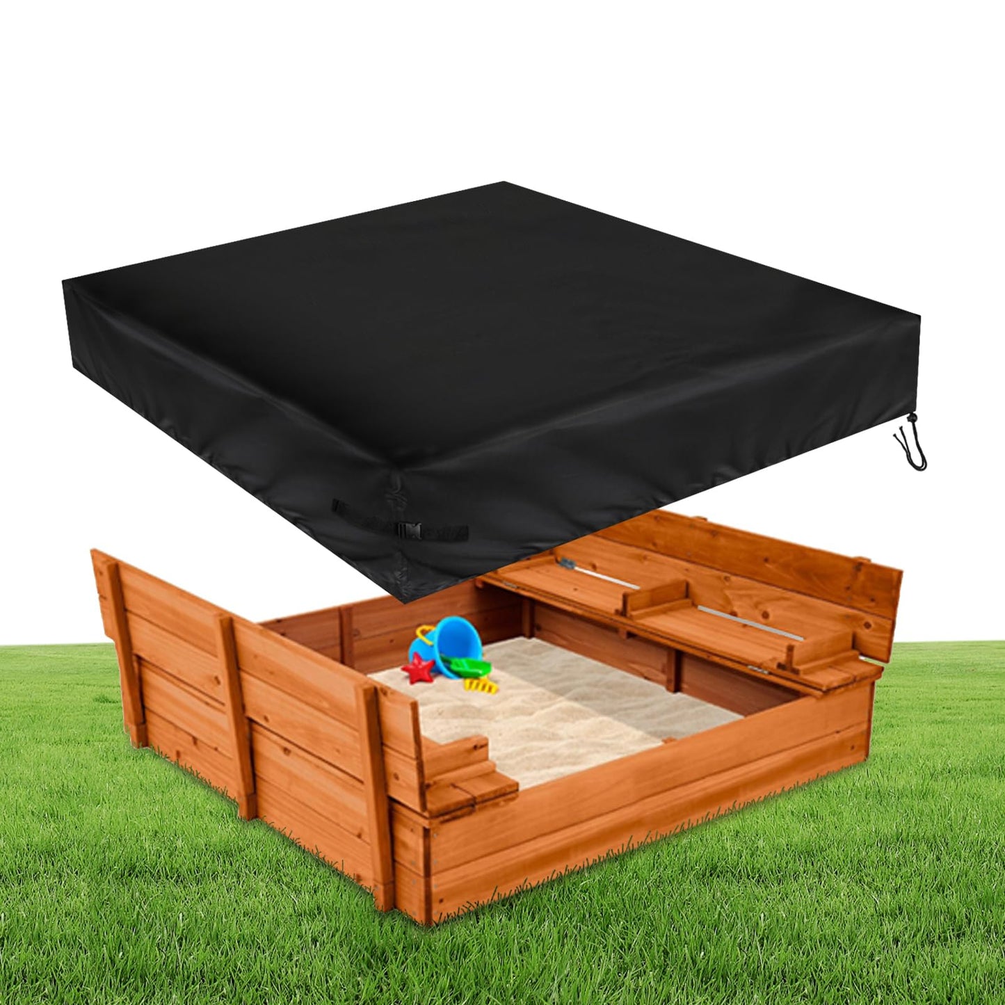 Fizentia Sand Box Cover,500D Waterproof Sandbox Cover,Heavy Duty Outdoor Cover Fits 50'' L X 50'' W Sand Box With Lid,Wooden Or