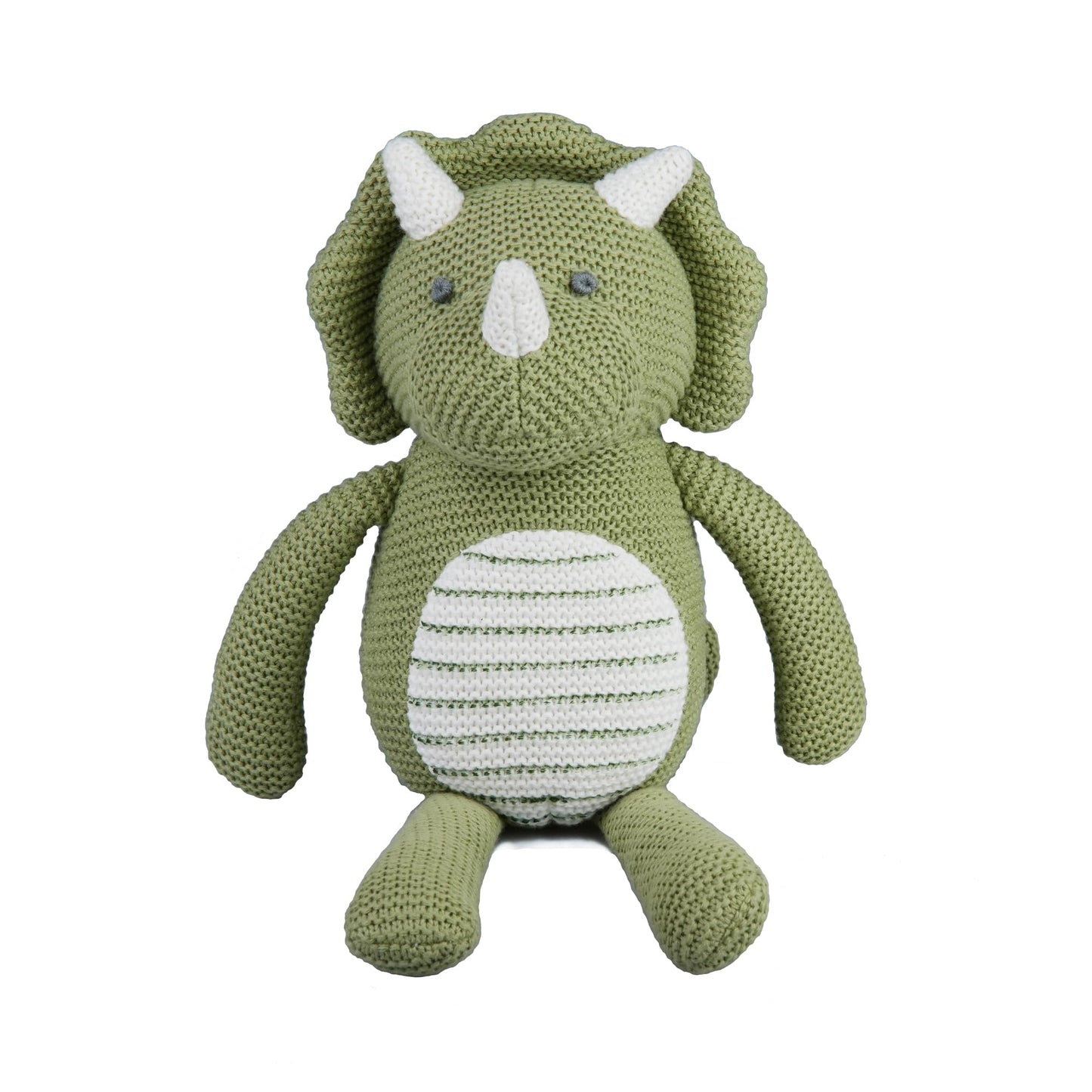 FLUFFYFUN 100% Organic Cotton Baby Stuffed Animals | 7.1  Green Dinosaur Plush for Newborn
