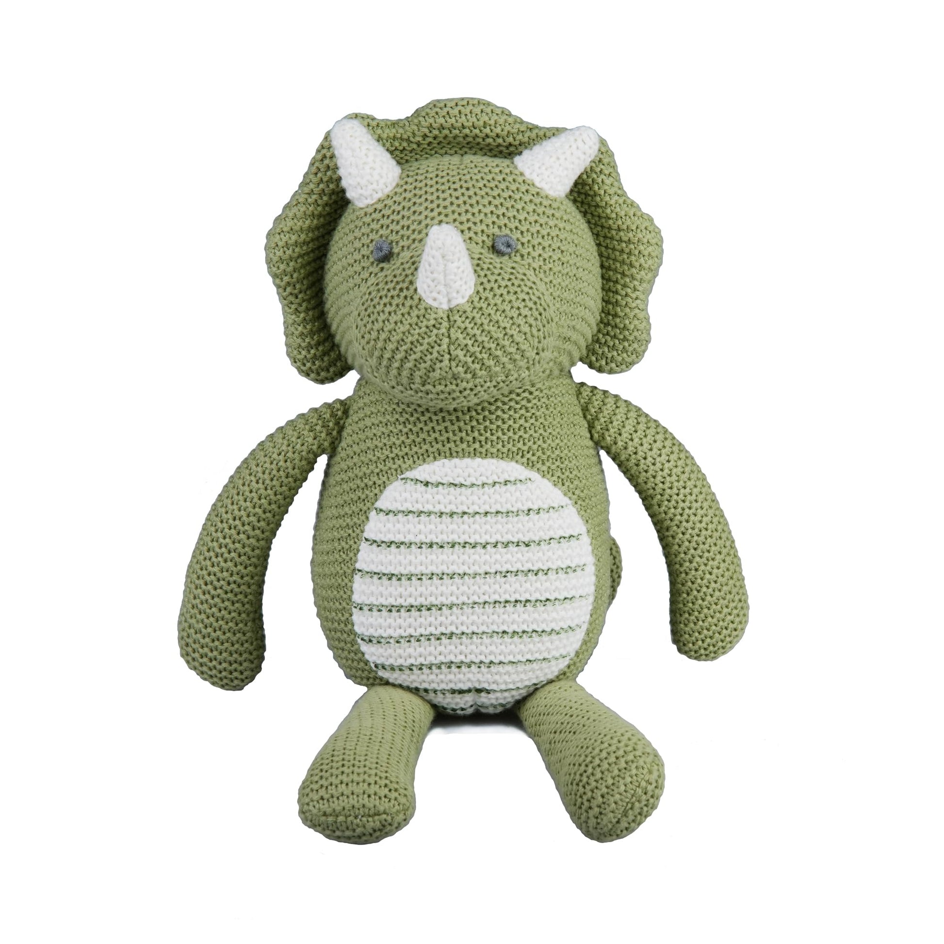 FLUFFYFUN 100% Organic Cotton Baby Stuffed Animals | 7.1  Green Dinosaur Plush for Newborn