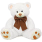 Morismos Giant Big Teddy Bear 4 Feet 47 Inch Life Size White Plush Bear With Big Bow And Footprints, Soft And Cute Teddy Bear To