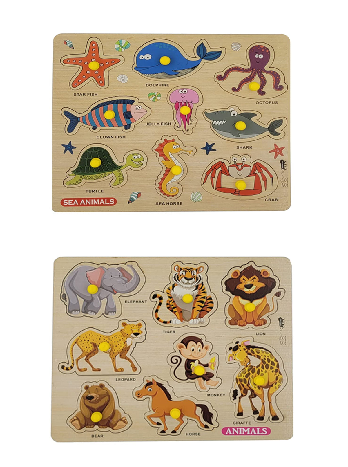 Appster Colorful Animals & Sea Animal Wooden Puzzle Toy For Kids Jigsaw Puzzles For Adults Baby Learning Educational Toys Board 