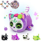 69-Pcs?Purple Sugar Skull Cat Plush + 60-Sticker - Ghost Cat Collection - 100% Embroidered Plushie - Cat Stuffed Animal Collecti