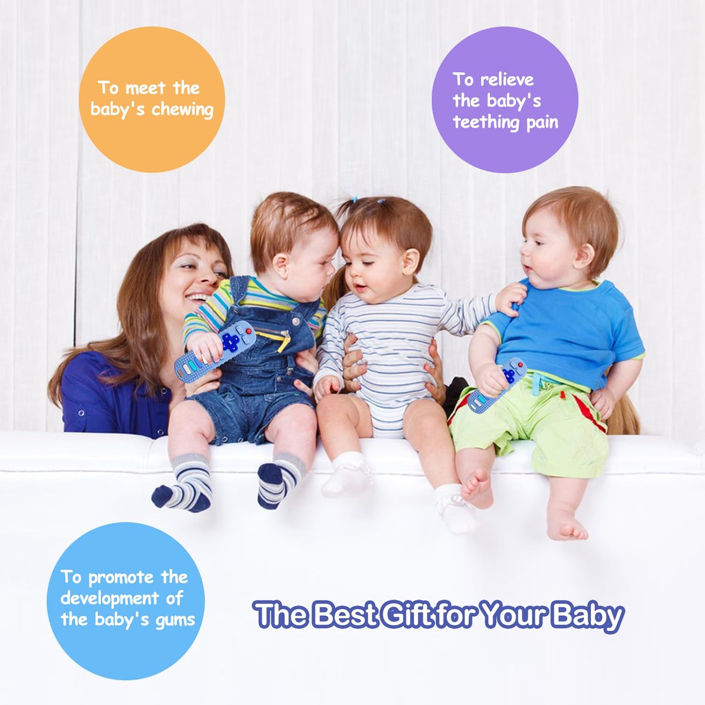 Ersihua 2-Pack Silicone Teething Toys For Baby, Tv Remote Chew Toy Teethers For 3-6 Months, Baby Sensory Toys For 6 To 12 Months