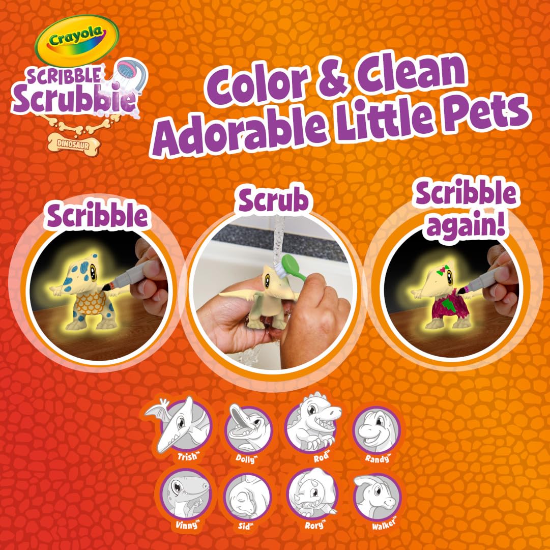 Crayola Scribble Scrubbie Pets Dinosaur Glow Combo Pack, Dinosaur Toys for Kids, Ages 3, 4, 5, 6