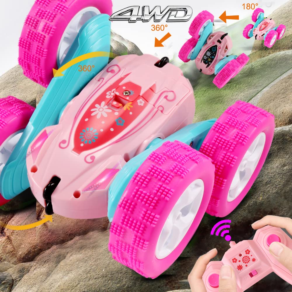 Free To Fly Rc Stunt Cars: Double Sided 360Flip Rotating 4Wd Race Car Toy For Outdoor & Indoor For 6 7 8 9 10 11 12 Year Old Gir