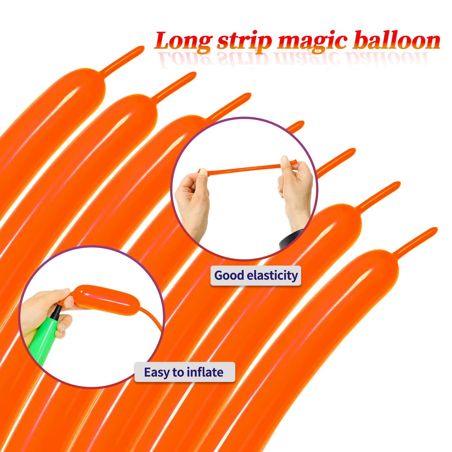Long Orange 260 Balloons Kit For Kids Party Decor, Bright Orange Long Balloons Twisting Animals Pack Thicken Latex For Halloween