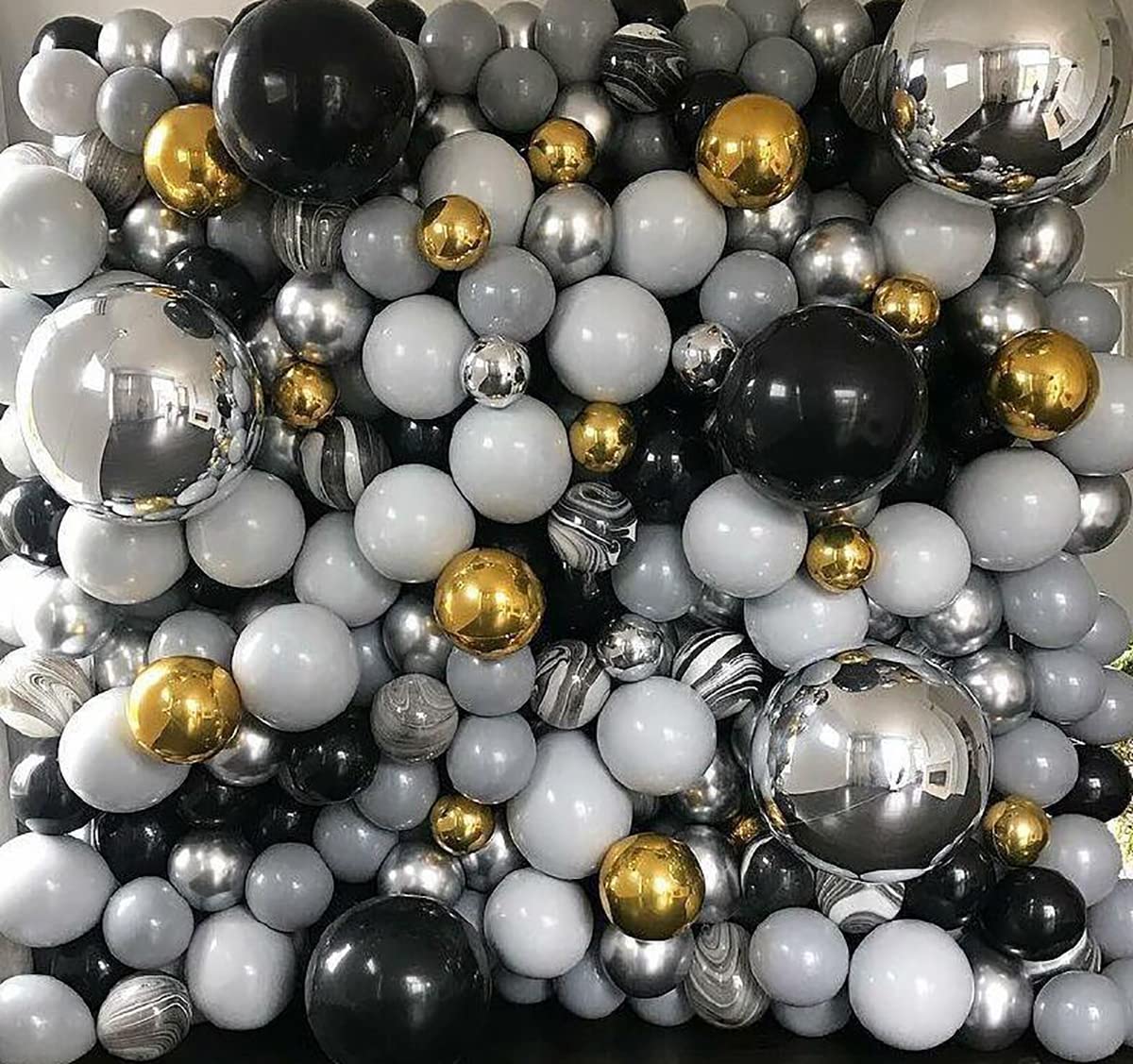 Kalor 10 Pcs 22 Inch Black Mylar Balloons, Large 4D Giant Round Foil Balloon Big Mirror Metallic Balloons For Birthday Party Baby Shower Gender Reveal Supplies