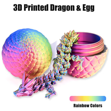 Locyfens 3D Printed Dragon Eggs With Dragon Inside, Rainbow Articulated 3D Dragon Toys With 3D Dragon Eggs, Crystal Dragon Red Y