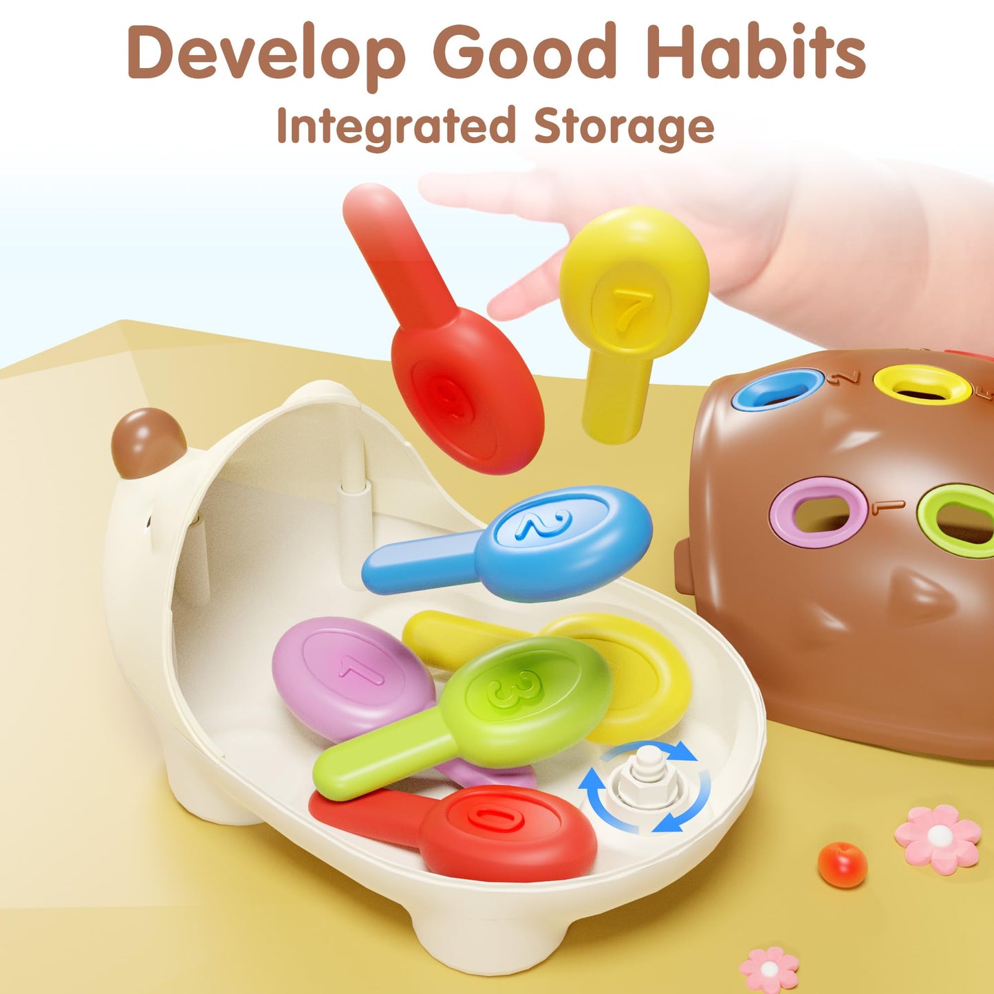 Iplay, Ilearn Fine Motor Toys For Toddlers 1-3, Baby Hedgehog Montessorri Learning Set, Educational Counting Sorter Toy, Development Infant Gifts 9 12 18 Month 1 2 3 Year Old Boys Girls Kids Babies