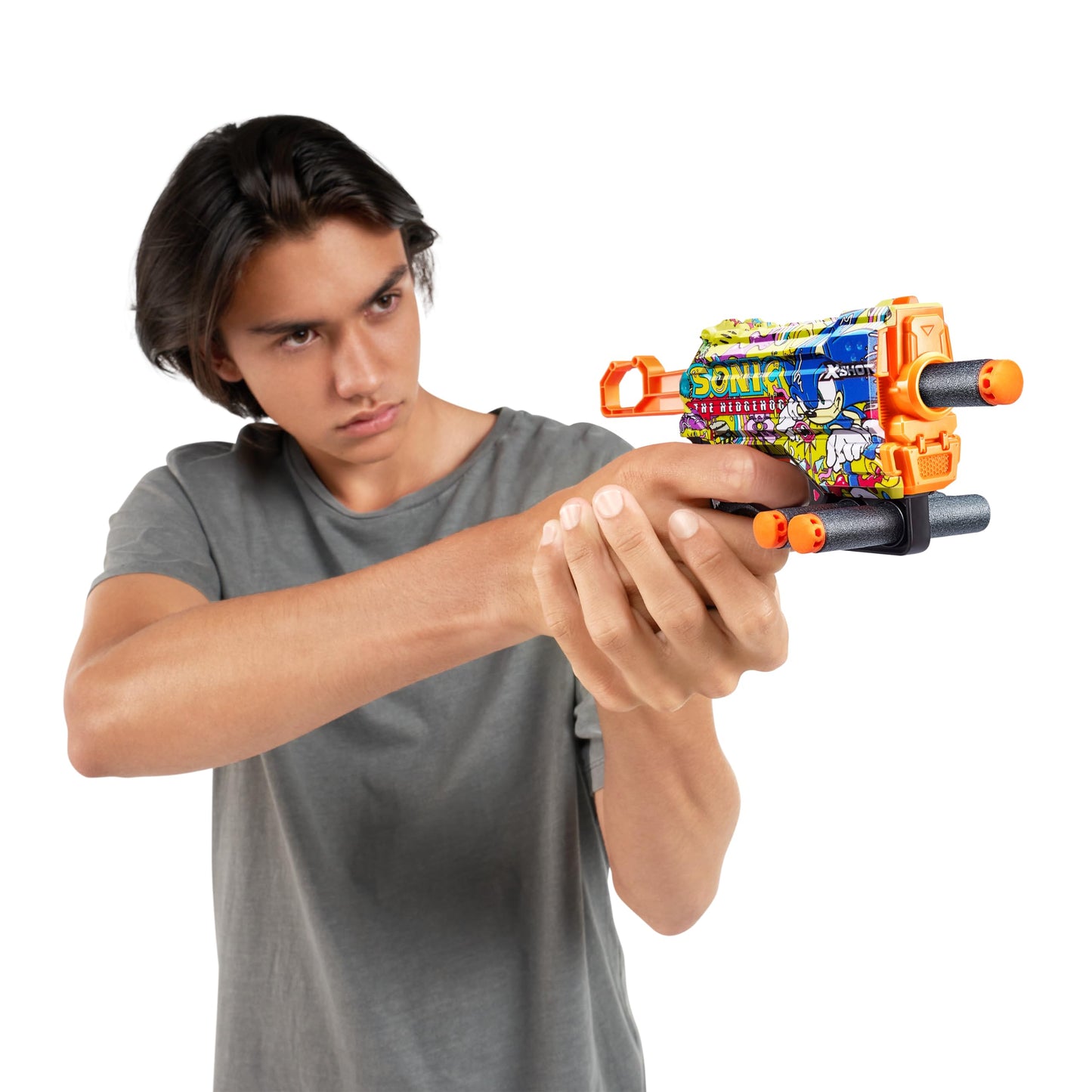 X-Shot Skins Menace - Sonic Hyper Spike (2 Pack + 16 Darts) By Zuru, X-Shot, Easy Reload, Air Pocket Dart Technology, Toy Foam Dart Blaster For Kids, Teens, Adults, Frustration Free Packaging
