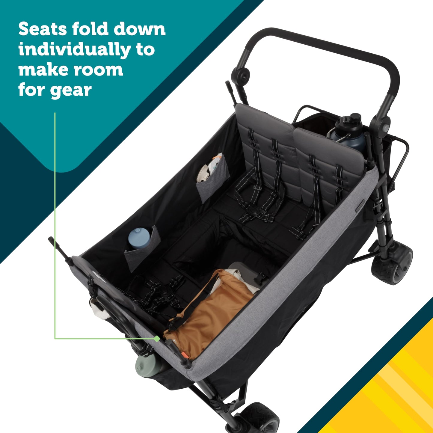 Safety 1st Summit Quad Wagon Stroller, Grey Harbor, Model CV458HNC, Durable Polyester Material