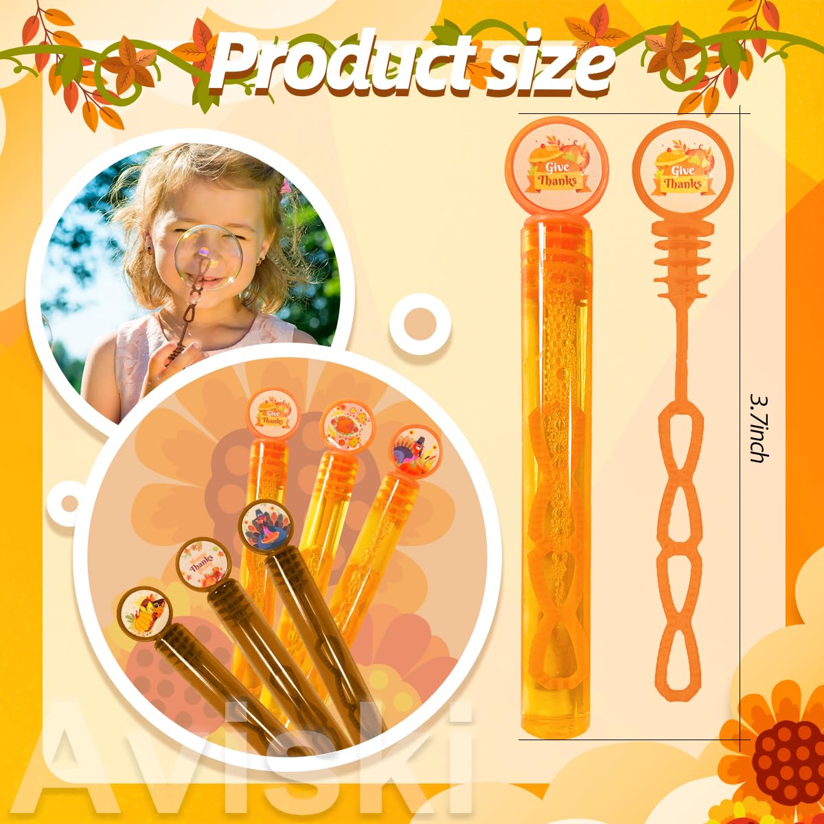 Aviski 42Pcs Mini Bubble Wands - Fall Party Favors, Yellow Plastic, Model 667-30, Ideal for Kids and Adults, Classroom Prizes