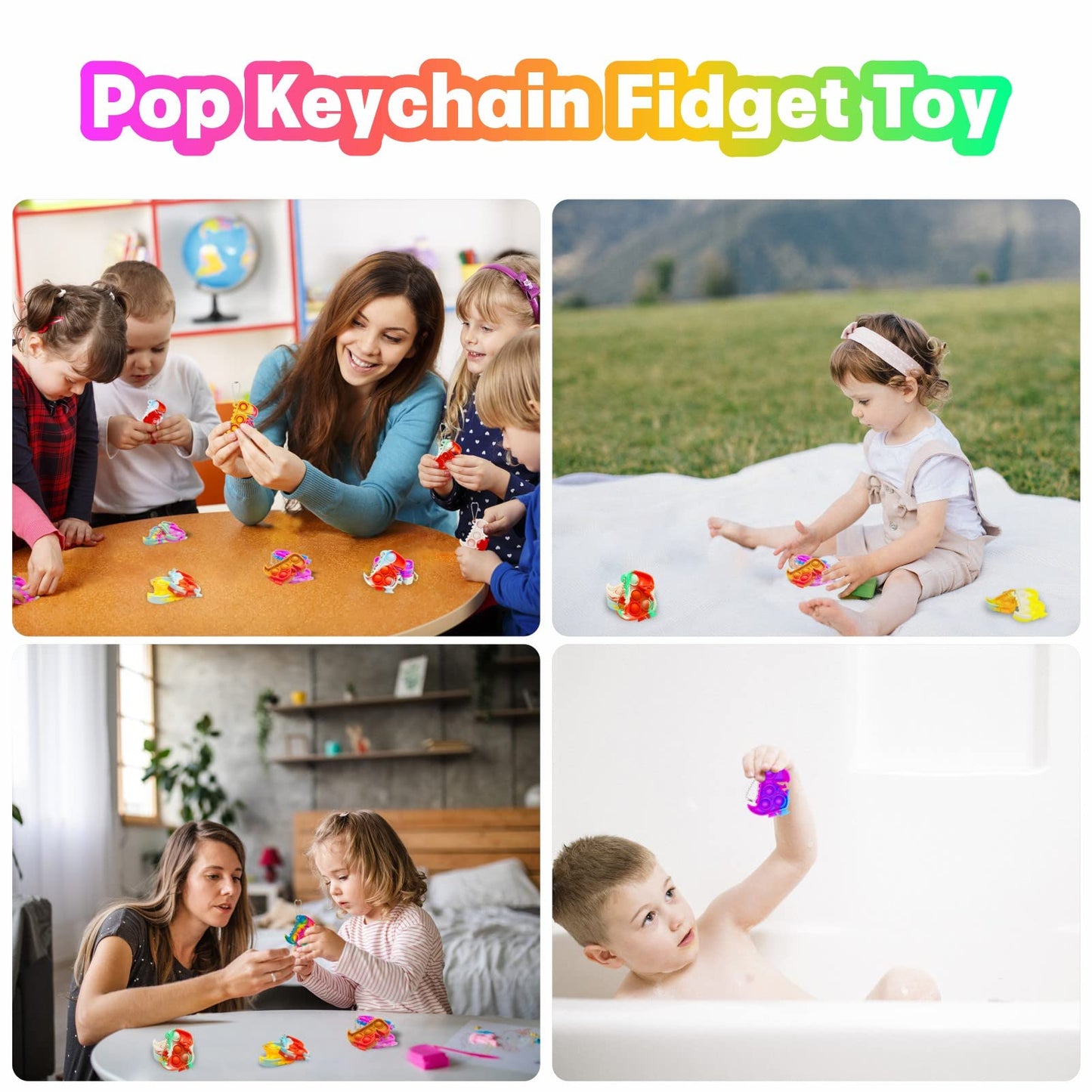 Dinosaur Party Favors Pop Fidget Toys Bulk Its 30Pcs Dino Party Favors For Kids 4-8 Supplies Mini Pop Keychain It Fidget Toy Packs Fidgets For Classroom Prizes Birthday Decorations Goodie Bag Stuffers