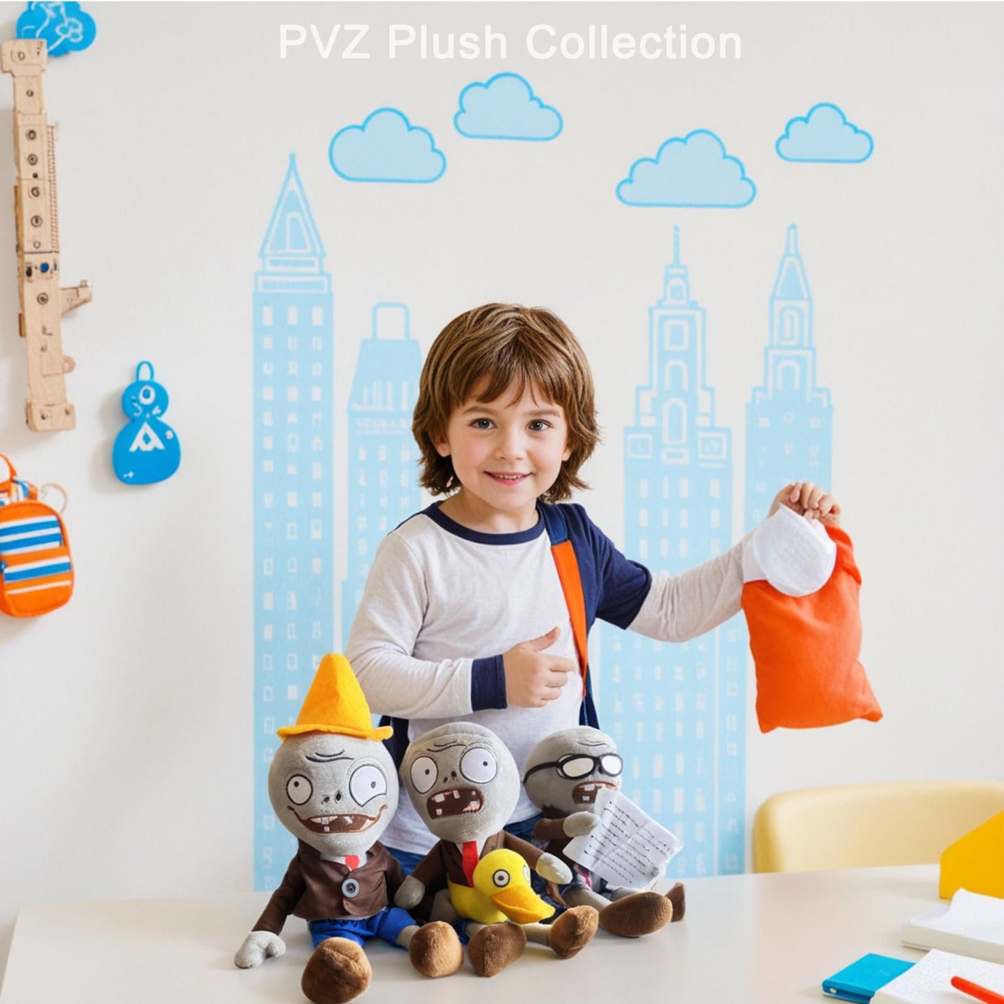 Dharnsty Plants vs Zombies Plush 3-Pack: Soft Figure Dolls  Ducky & Conehead Zombies for Birthday  Party  Halloween & Christmas