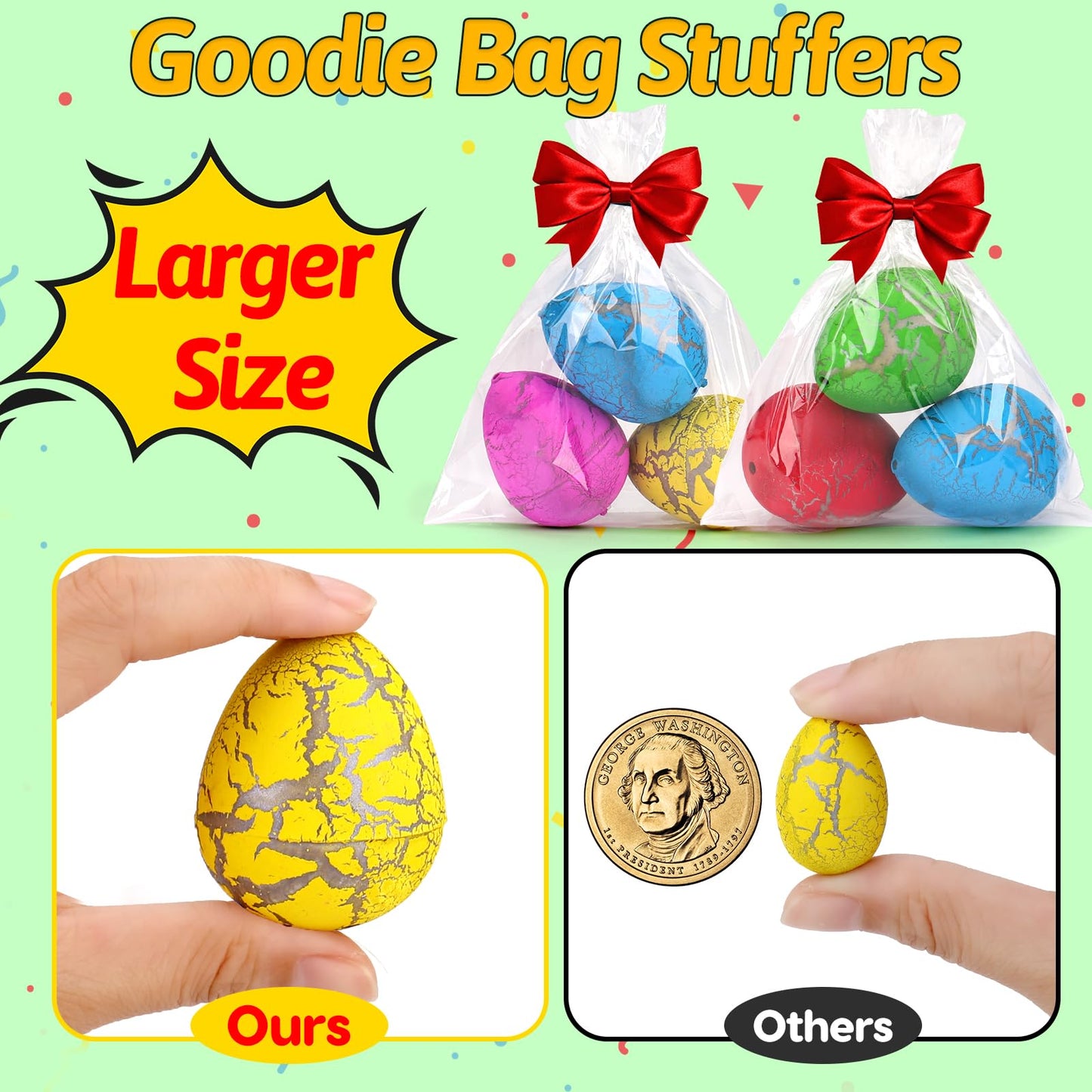 30Pcs Large Hatching Dinosaur Eggs For Dinosaur Birthday Party Favors For Kids 3-5 4-8 Easter Goodie Bag Stuffers Classroom Prizes Bulk Treat Stuff Novelty Grow In Water Dino Eggs With Toys Inside