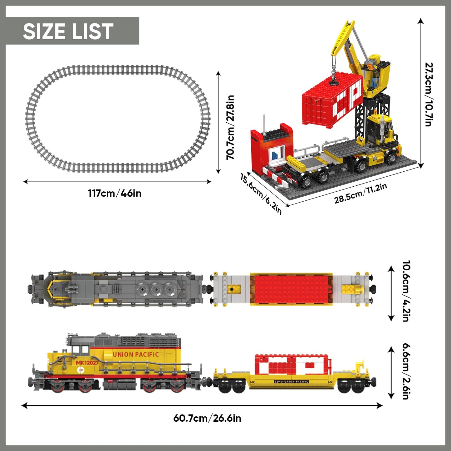 Mould King 12027 Train Building Block Kit  EMD SD40-2 Diesel Locomotive Rail Train with Motor  Remote Controlled Train Set for Kids/mature-themed Collections Enthusiasts(1170 Pieces)