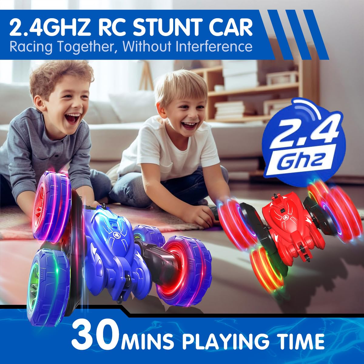 zingzoom Remote Control car, Rechargeable Fast Direct Charging RC Toy Cars with Double Sided 360 Flips Rotations, RC Stunt Car 2