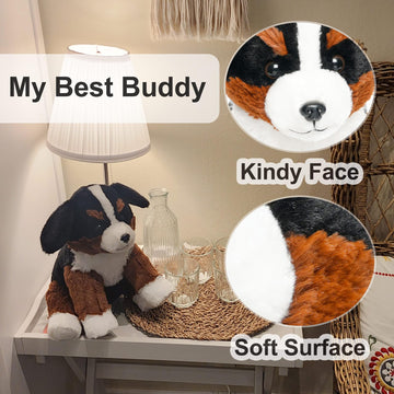 Weigedu Bernese Mountain Dog Stuffed Animals Puppy Plush Toys For Boy Girl Kids Gift Birthday, 12 Inches
