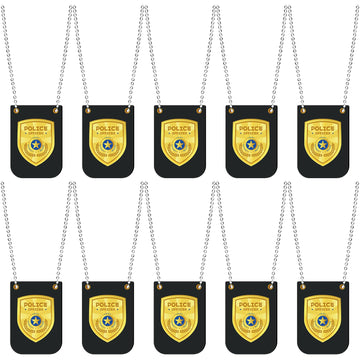 Loetere 12 Pcs Pretend Play Police Badges Officer Badge Detective Badge Cop Badge Fbi Badge Prop With Chain Police Accessories H