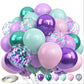 Xihaoyoo Mermaid Balloons Set, 60Pcs 12 Inches Purple Green Pink Latex Balloons With Metallic Confetti, For Girls Under The Sea