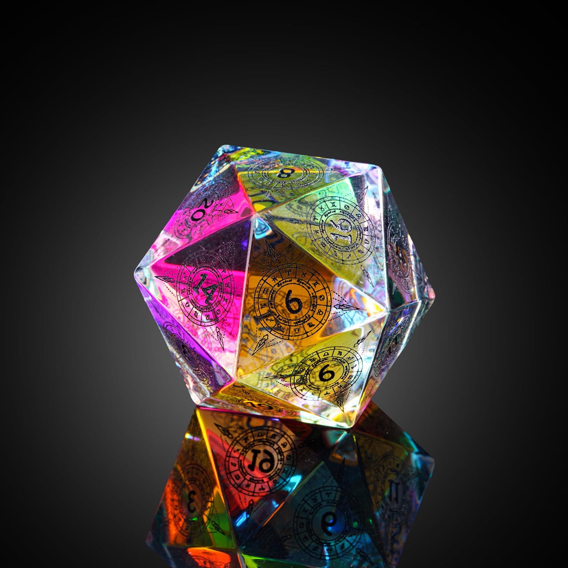 UDIXI 30mm Prism Glass D20 Dice Large Polyhedral Dice 20 Sized DND Dice Glass Dice for Dungeons and Dragons Role Playing Games M