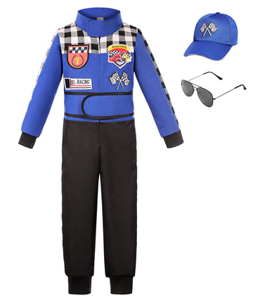 Bordazor Kids Race Car Driver Costume Racing Suit for Boys Girls Dress Up Halloween (7-8 Years)
