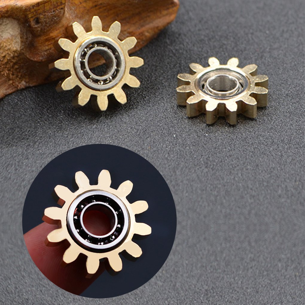 Pure Brass Fidget Spinner Gears Linkage Fidget Gyro Toy Metal Diy Hand Spinner Spins Long Time Edc Focus Meditation Break Bad Habits Adhd With Multiple Premium Bearings (13 Bearings Black)