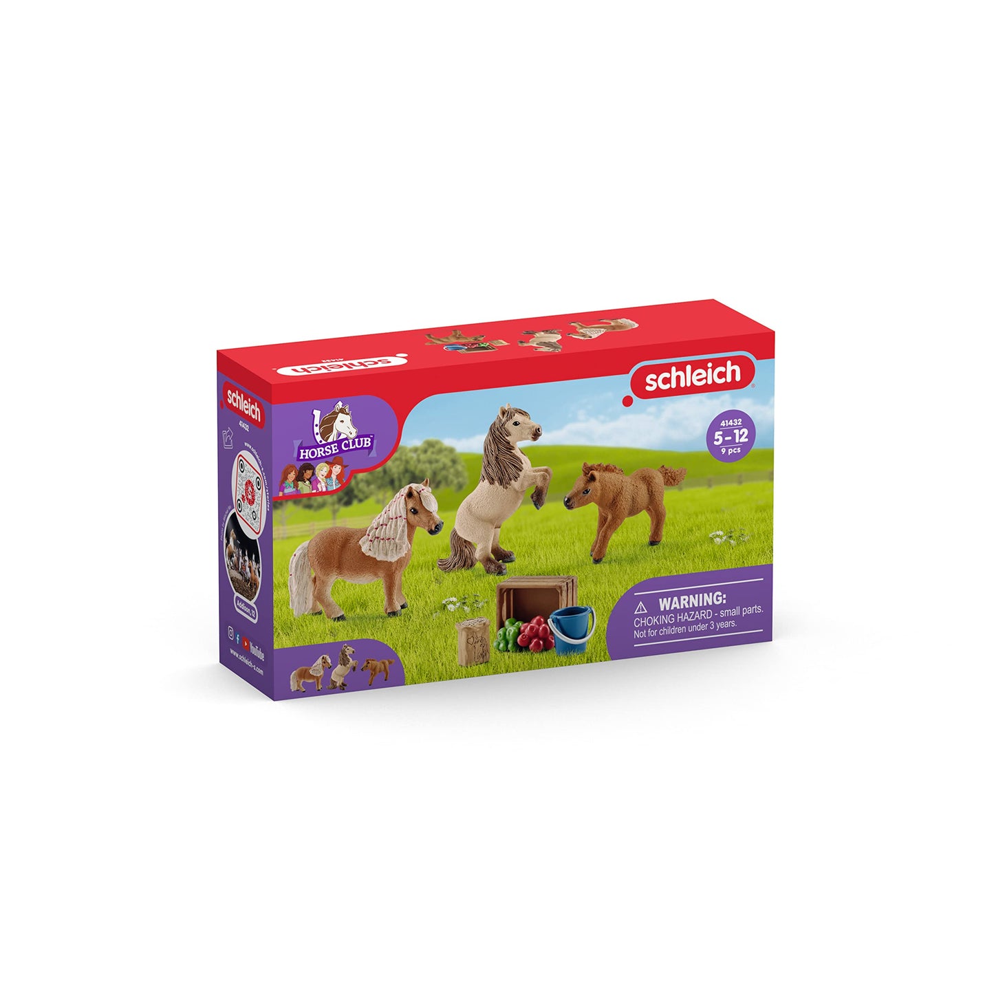 Schleich Horse Club 8-Piece Horse Toy For Girls And Boys Ages 5+, Miniature Shetland Pony Family