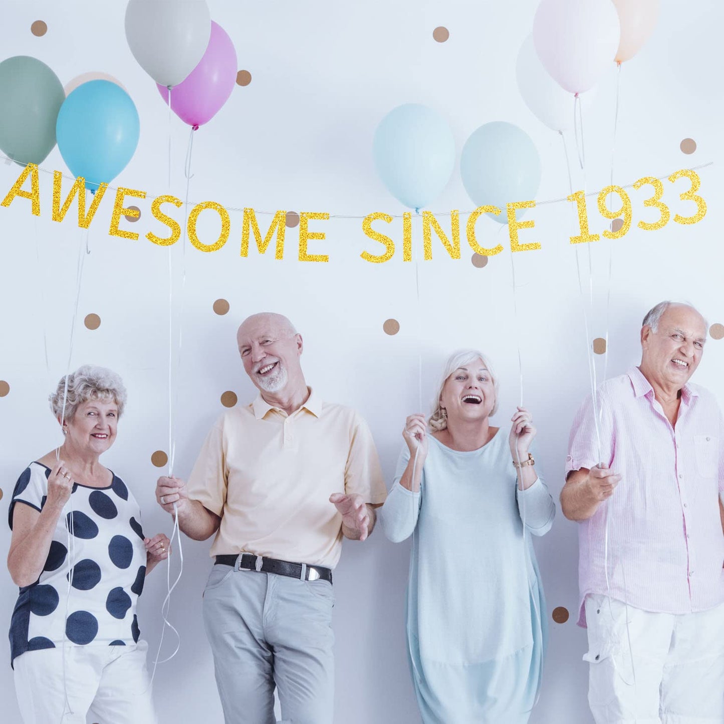 Awesome Since 1933 Banner Pre-Strung Happy 91St Birthday Banner Gold Glittery 91 Ninety One Years Old Birthday Party Decorations