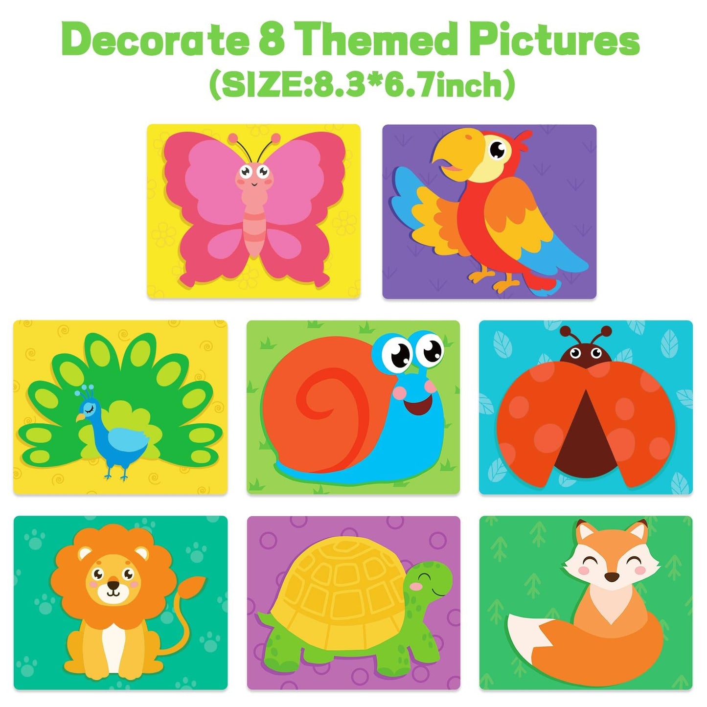 AluAbi Foam Stickers Art Craft for Kids, No Mess Toddler Art Activity - Fun with Foam Animal, Children Travel Toys,DIY Mosaic St
