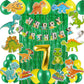 Fi  Flick In 50 Pcs 7Th Birthday Jungle Theme Decoration For Boys Dinosaur Safari Animals Curtain Cutouts Dino Animal Banner 7T