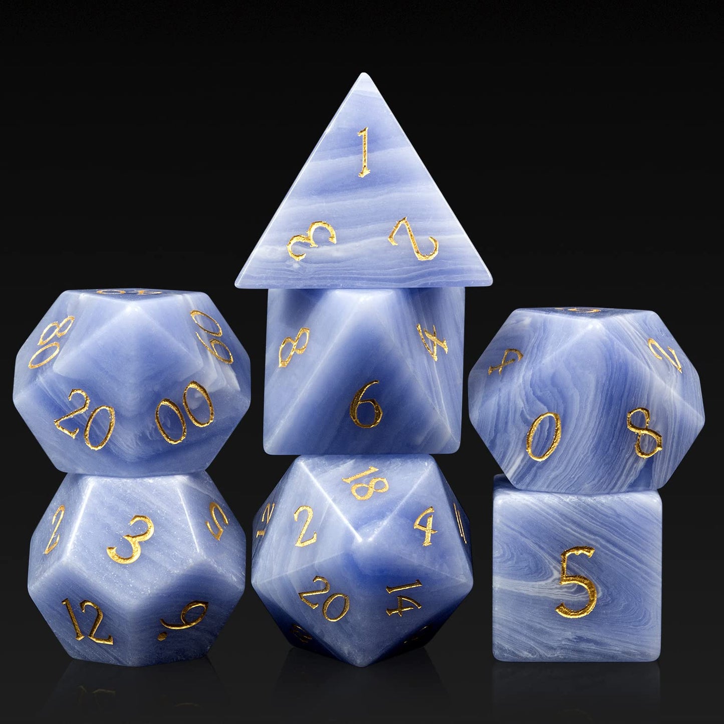 Stone Dice Set D&D, DNDND 7 PCS DND Dice with Gorgeous Gift Case for Dungeons and Dragon Tabletop Game (Purple Agate)