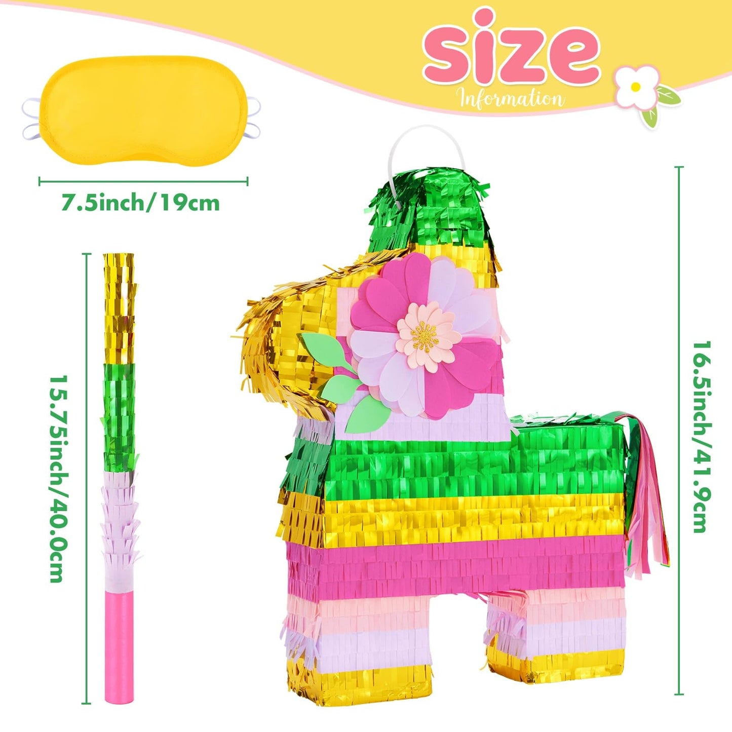 WERNNSAI Hawaiian Donkey Piata - Rainbow Donkey Pinata for Summer Party Supply Cinco De Mayo Luau Carnivals Favor Mexican Fiesta