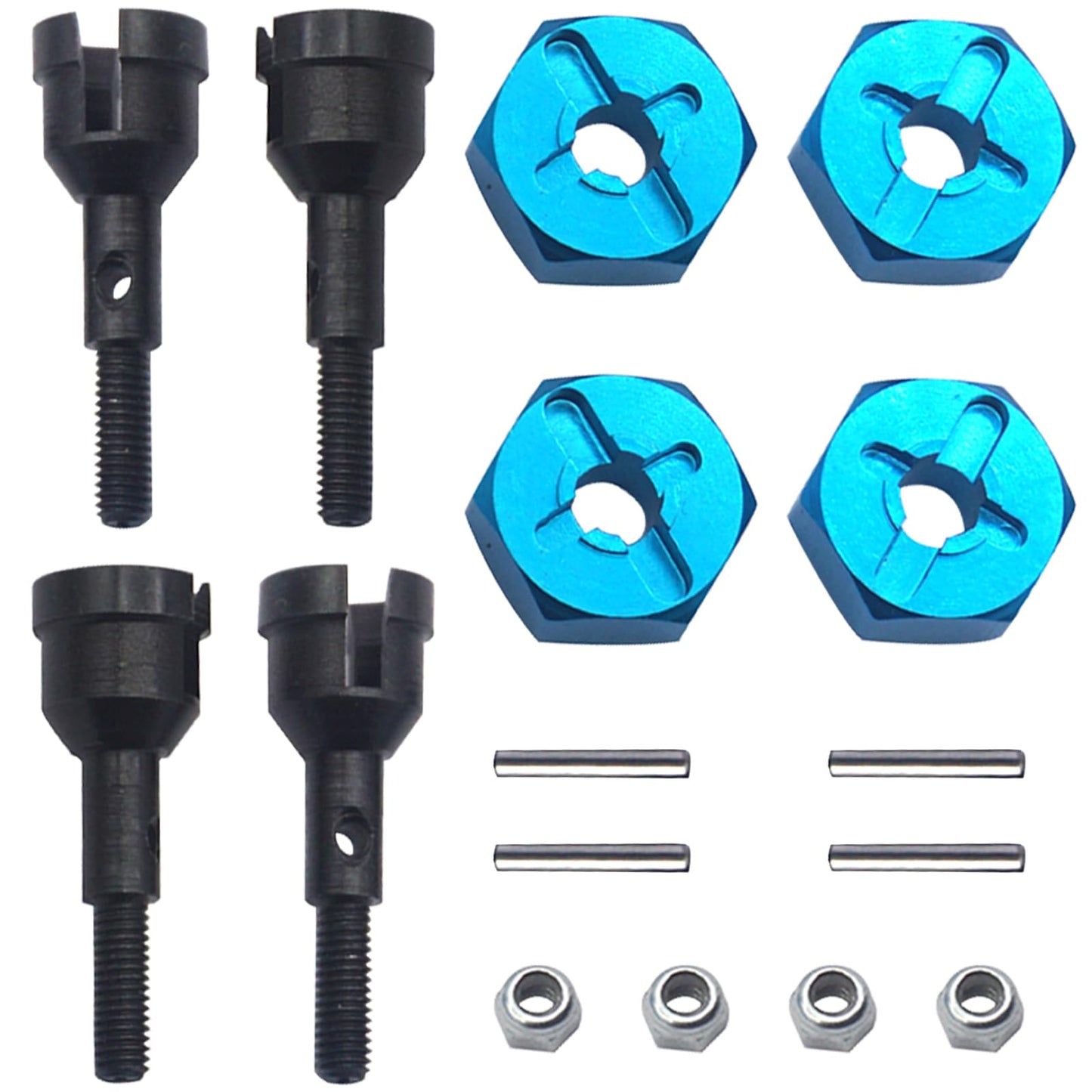 4Pack Vgoohobby RC Wheel Axle Shaft Locknuts with 7mm to 12mm Wheel Hex Hub Convert Adapter Compatible with Wltoys A959 A969 A97