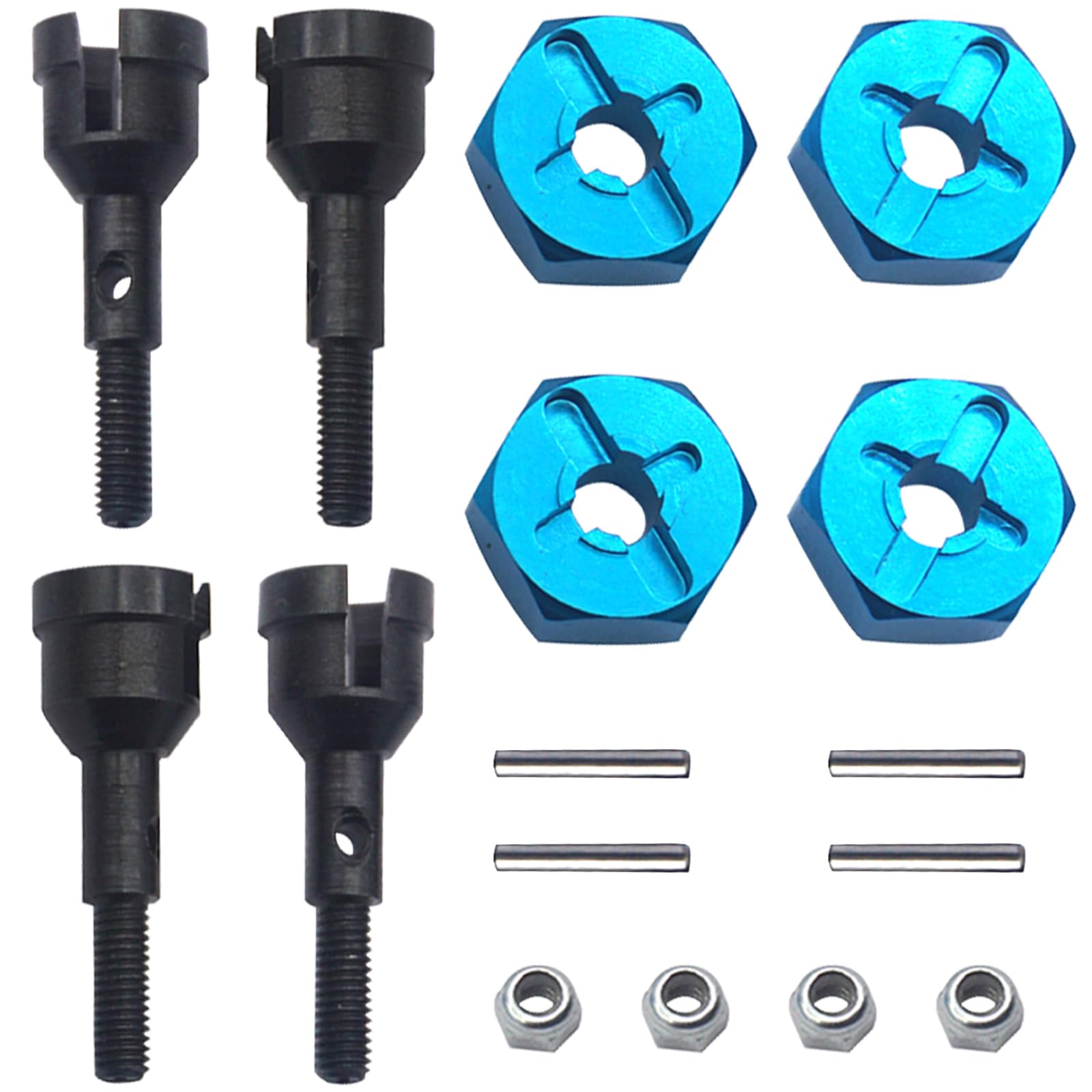4Pack Vgoohobby RC Wheel Axle Shaft Locknuts with 7mm to 12mm Wheel Hex Hub Convert Adapter Compatible with Wltoys A959 A969 A97