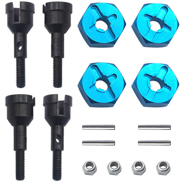 4Pack Vgoohobby RC Wheel Axle Shaft Locknuts with 7mm to 12mm Wheel Hex Hub Convert Adapter Compatible with Wltoys A959 A969 A97